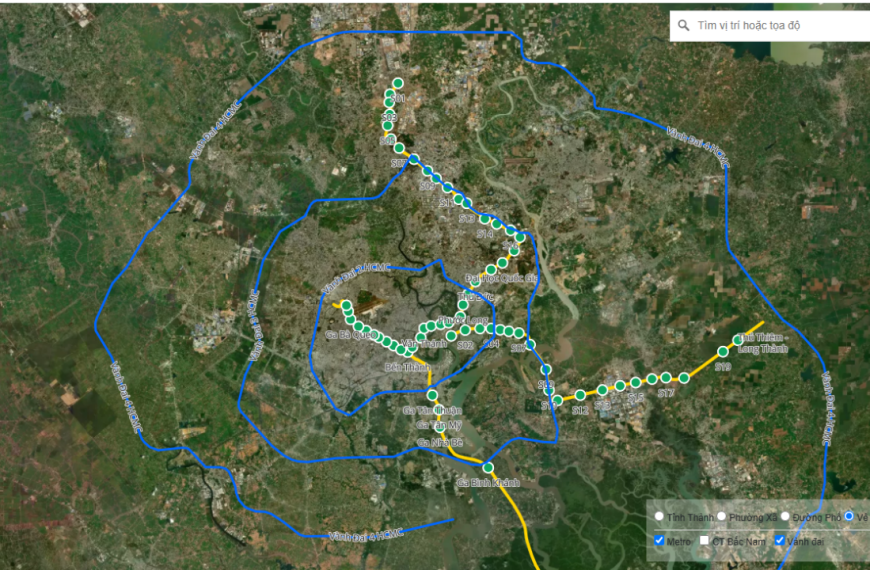 Bản đồ hướng tuyến và vị trí nhà ga metro Bến Thành – Cần Giờ