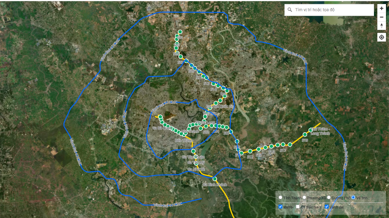 Bản đồ hướng tuyến và vị trí nhà ga metro Bến Thành – Cần Giờ