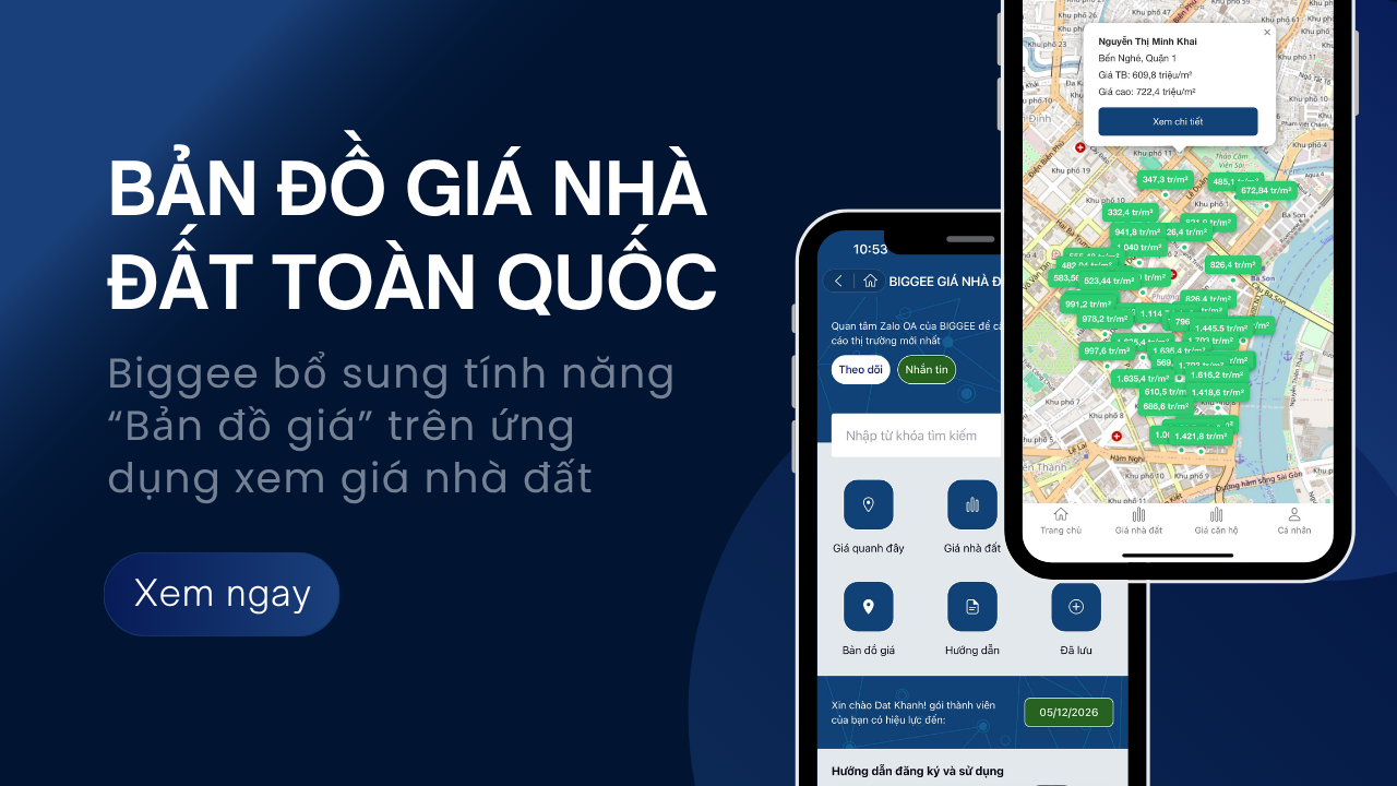 Biggee bổ sung tính năng “Bản đồ giá” trên ứng dụng xem giá nhà đất